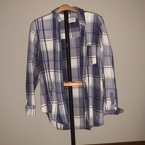 blue and white flannel